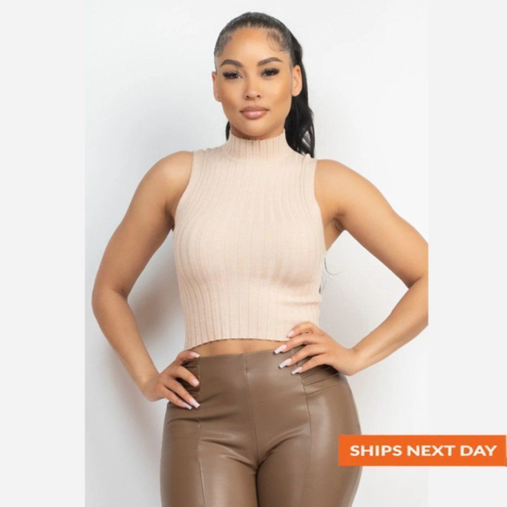 Sleeveless Mock Neck Top